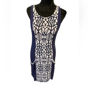 Tart Navy Blue Geometric Sleeveless A-Line Dress Women’s Size M7